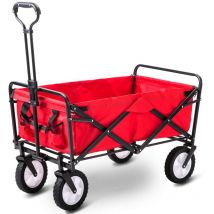 QHJ - Portable Garden Folding Hand Cart Pull-Along Wagon Trolley Camping Cart Bag