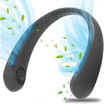Portable Neck Fan, usb Bladeless Fan Quiet, Necklace Fan Neck Cooler (Black)