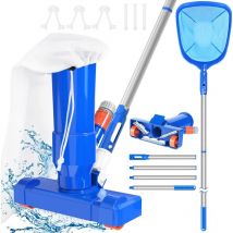 Portable Pool Vacuum and Skimmer Net for Floor Use, 2024 Upgraded Portable Pool Jet Cleaner, Swimming Pool Vacuum with 68 Inch 4-Section Rod