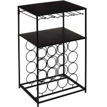The Home Deco Factory - Portabottiglie con ripiani portaoggetti, metallo - nero