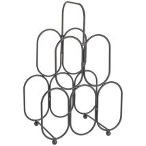 Portabottiglie In Metallo Nero Per 5 Bottiglie, Porta Alcolici, Ripiano