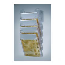 Certeo - Portadepliant da parete 5 scomparti din A4 plastica trasparente