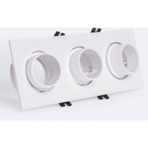 Portafaretto Downlight Quadrato Basculante Basso ugr per tre Lampadine led GU10 / GU5.3 Foro 75x235 mm Suefix Bianco