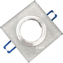 Portafaretto Quadrato in Vetro Argento Fisso da incasso cartongesso per lampadine GU10 MR16