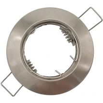 Portafaretto Tondo Acciaio Argento spazzolato fisso da incasso cartongesso per lampadine GU10 MR16