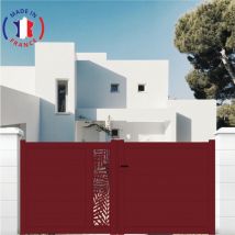 Portail aluminium battant découpe laser en kit dimensions L.3000 (entre piliers) x H.1500 mm Couleurs Rouge (ral 3004)