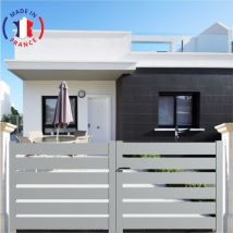 Portail aluminium battant sah en kit dimensions L.4000 (entre piliers) x H.1500 mm Couleurs Gris clair (ral 7035)