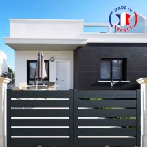 Portail aluminium coulissant sah en kit dimensions L.3000 (entre piliers) x H.1500 mm Couleurs Gris (ral 7016)