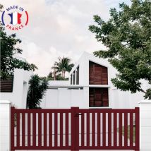 Portail aluminium battant ajouré en kit dimensions L.4000 (entre piliers) x H.1200 mm Couleurs Rouge (ral 3004)