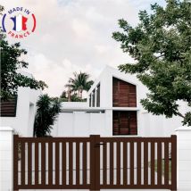 Portail aluminium battant ajouré en kit dimensions L.4000 (entre piliers) x H.1200 mm Couleurs Marron (ral 1247)