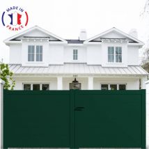 Portail aluminium battant plein en kit dimensions L.4000 (entre piliers x H.1700 mm Couleurs Vert (ral 6005)