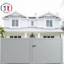 Portail aluminium battant plein en kit dimensions L.4000 (entre piliers x H.1700 mm Couleurs Gris clair (ral 7035)