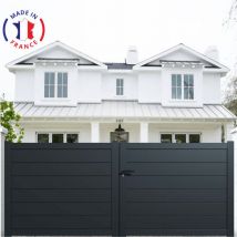 Portail aluminium battant plein en kit dimension L.3500 (entre piliers) x H.1500 mm Gris (ral 7016)
