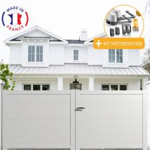 Portail aluminium battant plein en kit + Motorisation dimensions L.3000 (entre piliers) x H.1700 mm lockyvia (à bras) Couleurs Blanc (ral 9010)