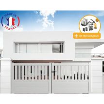 Packit - Portail aluminium battant semi-ajouré en kit + Motorisation dimension L.3000 (entre piliers) x H.1300 mm motorisation lockyvia (à bras)