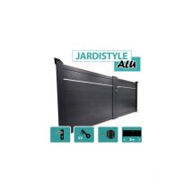 Portail Aluminium Gris Anthracite - Plein avec Liseré - Largeur 3m - 1,80 mètre
