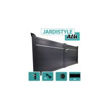 Portail Aluminium Gris Anthracite - Plein avec Liseré - Largeur 4m - 1,40 mètre