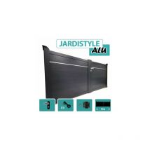 Portail Aluminium Gris Anthracite - Plein avec Liseré - Largeur 4m - 1,80 mètre