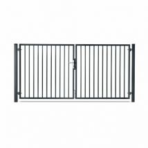 Portail barreaudé acier galvanisé passage 3m00 H 1m50 Gris anthracite