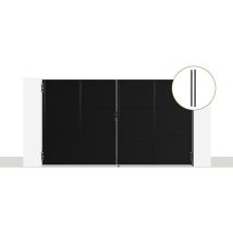 Portail battant acier 3,5M nali H.200cm Noir mat + 2 poteaux acier dario