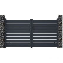 Portail battant aluminium ajouré L305 x H166 cm anthracite - primo