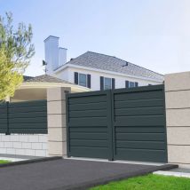 Portail battant brise-vue l 3500 x h 1880 mm (Gris Anthracite) - Gris Anthracite