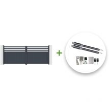 Portail battant électrique NEVIS 400x160cm GRIS + Motorisation RANGER B150
