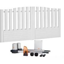 Gefradis - Portail battant électrique pvc blanc H145 x L250 alençon chapeau de gendarme