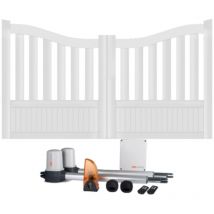 Gefradis - Portail battant électrique pvc blanc H146 x L350 brest incurvé