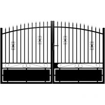 Vente-unique - Portail battant aluminium ajouré L317 x H183 cm noir nerbis