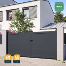 Portail battant prêt à poser maryn Gris 7016 L306 cm x 135cm en aluminium belty