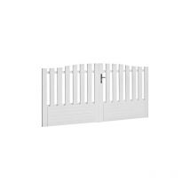 Portail battant pvc blanc H145 x L250 cm alençon chapeau de gendarme