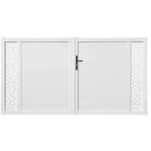 Portail battant pvc blanc H140 x L400 arles décor carrés