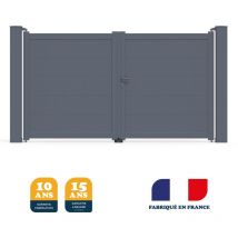 Portail battant prêt à la pose yel Gris 7016 - L306 cm x H172 cm en aluminium manuel belty