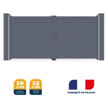 Portail battant prêt à la pose yel Gris 7016 - L356 cm x H172 cm en aluminium manuel belty