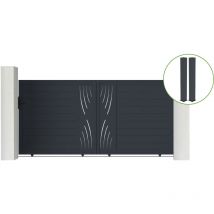 Portail coulissant 3m veleta H.160cm alu gris + 2 poteaux 20x20cm H.190cm