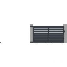 Vente-unique - Portail coulissant aluminium ajouré L324x H165 cm anthracite - primo