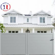 Portail aluminium coulissant plein en kit dimensions L.4000 (entre piliers) x H.1500 mm Couleurs Gris clair (ral 7035)