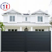 Packit - Portail aluminium coulissant plein en kit dimensions L.3500 (entre piliers) x H.1700 mm Couleurs Gris (ral 7016)
