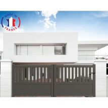 Portail aluminium coulissant semi-ajouré en kit dimensions L.3500 (entre piliers) x H.1300 mm Couleurs Gris quartz (ral 7039)