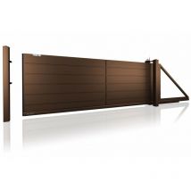 Portail coulissant home AW.10.200 marron en plusieurs dimensions avec motorisation intégrée - Dimensions: 3000x1250 - Sens d'ouverture: Poussant