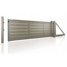 Portail coulissant home AW.10.228 gris en plusieurs dimensions avec motorisation intégrée - Dimensions: 4000x1050 - Sens d'ouverture: Poussant gauche
