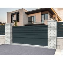 Ombrazur - Portail coulissant mixte Gris anthracite l 4000 x h 1906 mm Motorisé