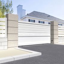 Portail coulissant motorisé mixte l 3500 x h 1750 mm (Blanc satiné RAL9010)