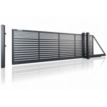 Portail coulissant modern AW.10.106 - p noir en plusieurs dimensions avec motorisation intégrée - Dimensions: 3000x1200 - Sens d'ouverture: Poussant