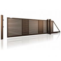 Portail coulissant modern AW.10.108 - p marron en plusieurs dimensions avec motorisation intégrée - Dimensions: 3000x1200 - Sens d'ouverture: