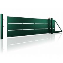 Portail coulissant modern AW.10.110 - p vert en plusieurs dimensions avec motorisation intégrée - Dimensions: 4000x1200 - Sens d'ouverture: Poussant