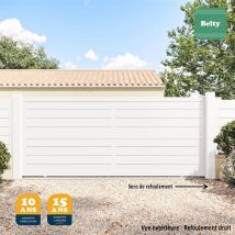 Portail coulissant prêt à poser ily Blanc 9016 L356 cm x 177cm en aluminium belty