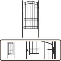 Portail de clôture avec dessus arqué Acier 100x175 cm Noir - Portail De Cloture - Portail Jardin - Portail Acier - Portail Design - Portail Noir