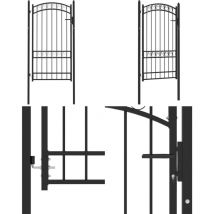 Portail de clôture avec dessus arqué Acier 100x175 cm Noir - Portail De Cloture - Portail Jardin - Portail Acier - Portail Design - Portail Noir